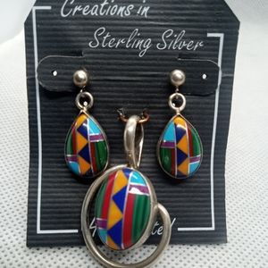 Native American Sterling & Multi Inlay